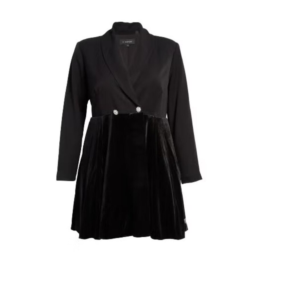 11 HONORE Laura Velvet Contrast Long Sleeve Blazer Dress *NWT*